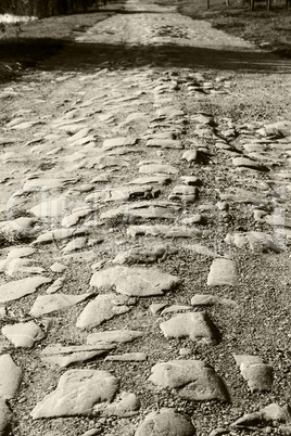 Paving stone road
