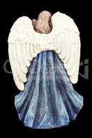 Angel With White Wings Standing Isolated On Black Background