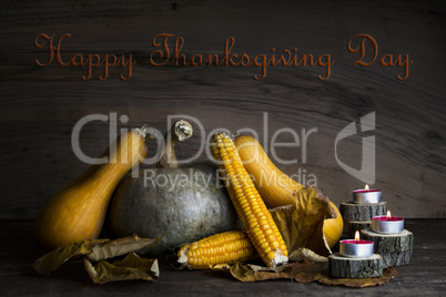 Happy Thanksgiving Day, Decoration on a wooden table with Pumpki