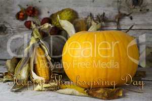 Happy Thanksgiving Day, Decoration on a wooden table with Pumpki