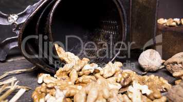 Wallnuts and hand walnuts grinder
