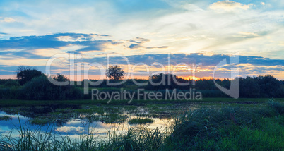 Sunset and pond