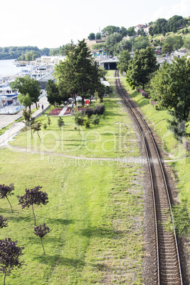 View At The Railroad, River And Sky From The Bridge In Belgrade