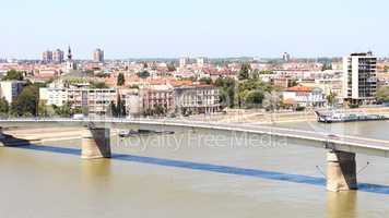View of the Serbian city of Novi Sad and the bridge over the Dan