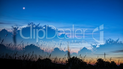 Meadow in sunset time (Multiple exposure)