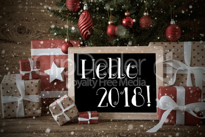 Nostalgic Christmas Tree With Hello 2018, Snowflakes