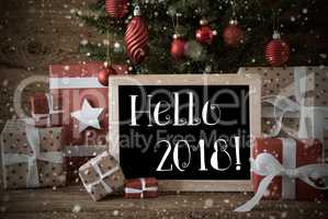 Nostalgic Christmas Tree With Hello 2018, Snowflakes