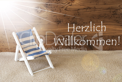 Summer Sunny Greeting Card, Willkommen Means Welcome