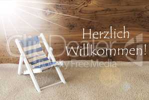 Summer Sunny Greeting Card, Willkommen Means Welcome