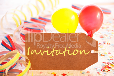 Party Label, Balloon, Streamer, Text Invitation