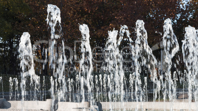 Fountain Splashing Water In The Park