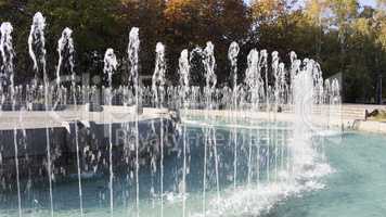 Fountain Splashing Water In The Park