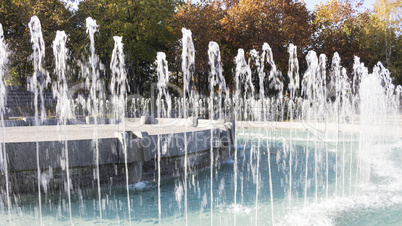 Fountain Splashing Water In The Park