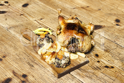 Roasted Duck On Wooden Table