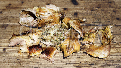 Roasted Duck Meat On Wooden Table