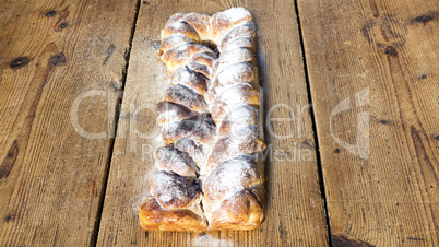 Strudel on a Wooden Table