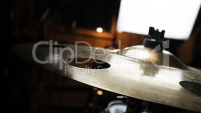 Drum Cymbal In Music Studio Close Up