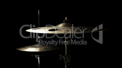 Drum High Hat and Cymbal Close up Isolated On Black Background