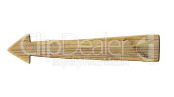 Wooden Arrow Sign Isolated On White Background