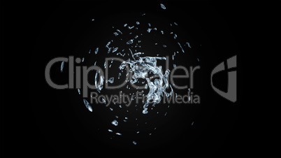 Watersplash On Black Background 3D Rendering