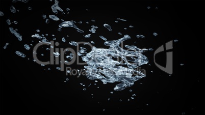 Watersplash On Black Background 3D Rendering