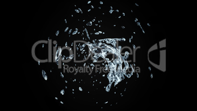 Watersplash On Black Background 3D Rendering