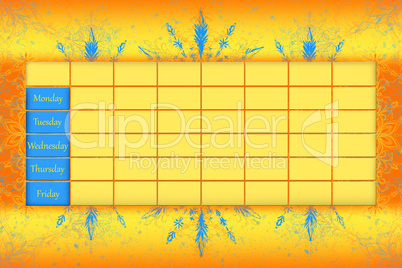 School Timetable Schedule With Colorfull Background 3D illustrat