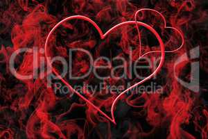 Hearts and Red Smoke. Valentine's Day Love Concept Background 3D