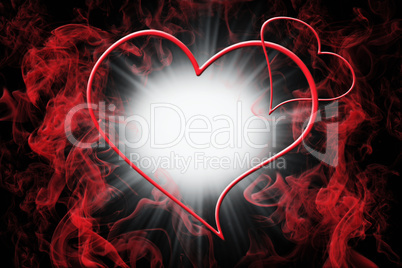 Hearts and Red Smoke With Light Burst. Valentine's Day Love Conc