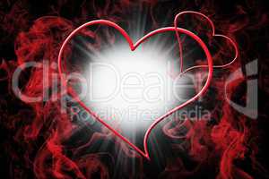 Hearts and Red Smoke With Light Burst. Valentine's Day Love Conc