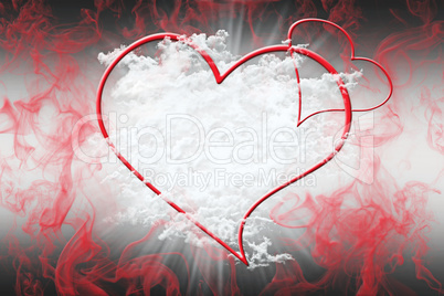 Heart and a Kiss With Red Smoke. Valentine's Day Concept 3D Illu