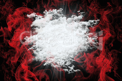 Abstract Love Background With Red Smoke and White Fluffy Clouds.
