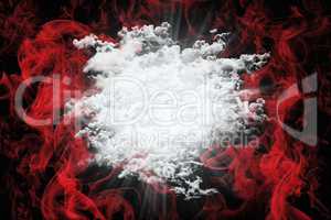 Abstract Love Background With Red Smoke and White Fluffy Clouds.