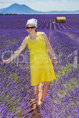 Woman in lavender field