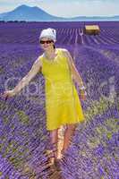 Woman in lavender field