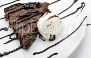 cake brownie with ice cream