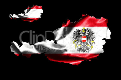 Map of Austria with national flag