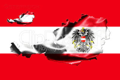 Map of Austria with national flag