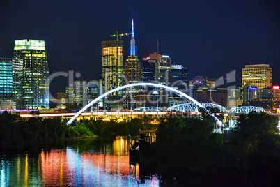 Downtown Nashville cityscape at night