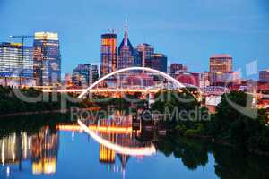 Downtown Nashville cityscape at night