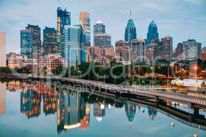 Philadelphia skyline at night