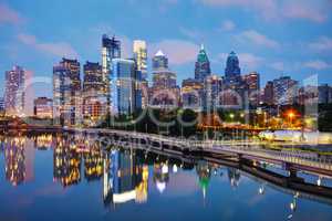 Philadelphia skyline at night