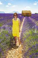 Woman in lavender field