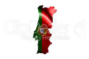 Portugal National Flag With Map Of Portugal Isolated On White Ba