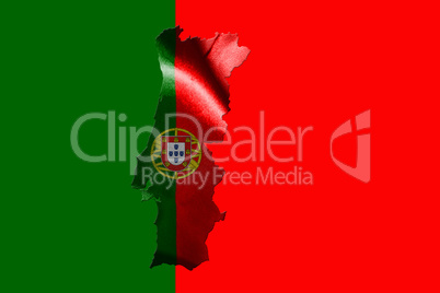 Portugal National Flag With Map Of Portugal On It 3D illustratio