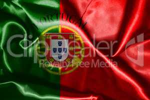 Portugal National Flag With Country Name Written On It 3D illust