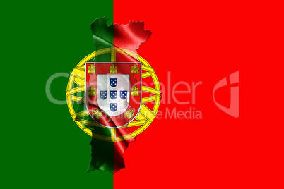 Portugal National Flag With Map Of Portugal On It 3D illustratio