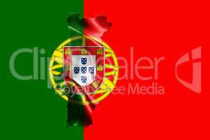Portugal National Flag With Map Of Portugal On It 3D illustratio