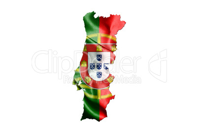 Portugal National Flag With Map Of Portugal Isolated On White Ba