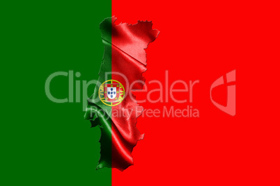 Portugal National Flag With Map Of Portugal On It 3D illustratio